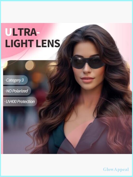 Y2K Wrap Around Rimless Sunglasses UV400 Protection 3-Piece Set - Picture 4 of 7